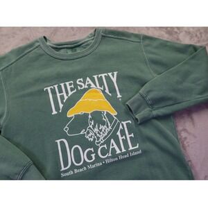 Comfort Colors The Salty Dog Cafe Crew Neck Sweatshirt Size S Hilton Head Green